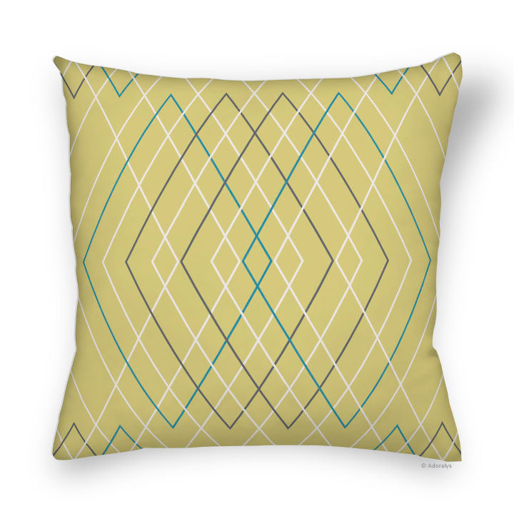 Cushion cover | Multi-diamond - Yellow and turquoise