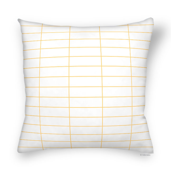 Cushion Cover | Rectangular Grid - White and Yellow