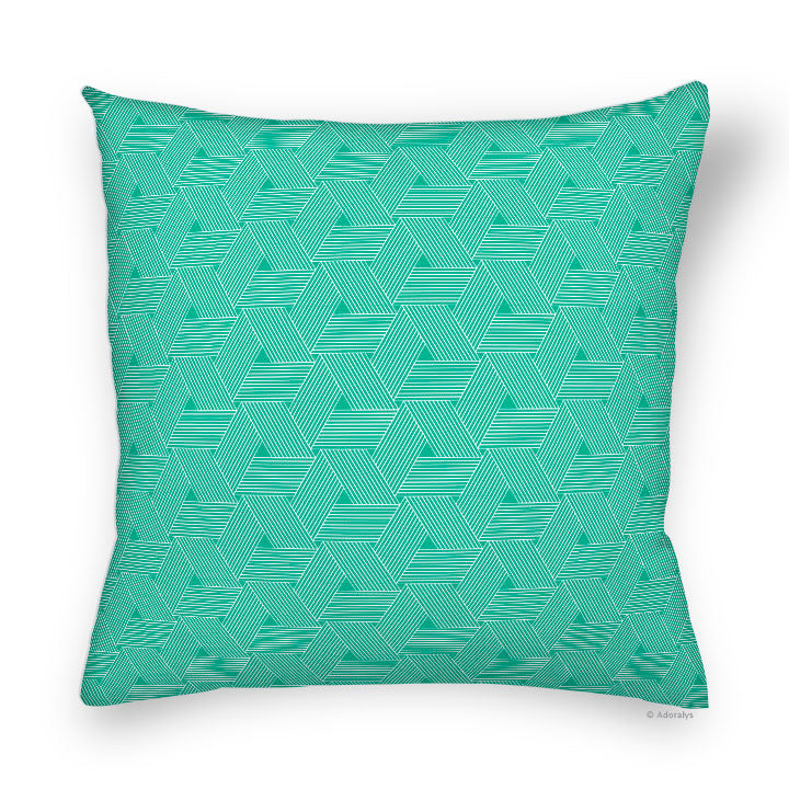 Housse de coussin | Lignes triangulées - Turquoise