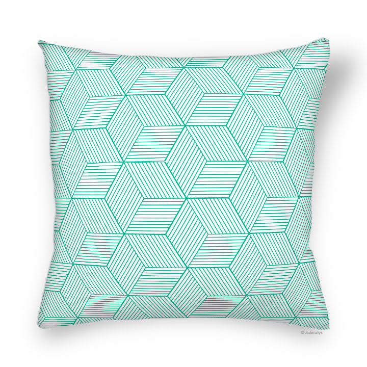 Housse de coussin | Lignes cubiques - Turquoise