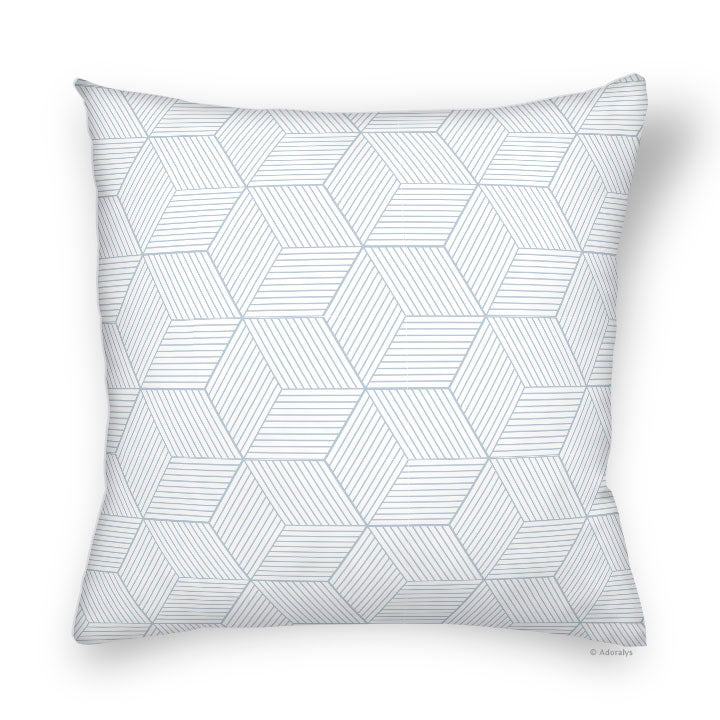Housse de coussin | Lignes cubiques - Grise