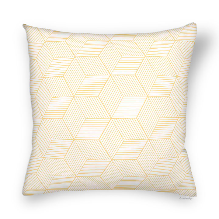 Housse de coussin | Lignes cubiques - Jaune