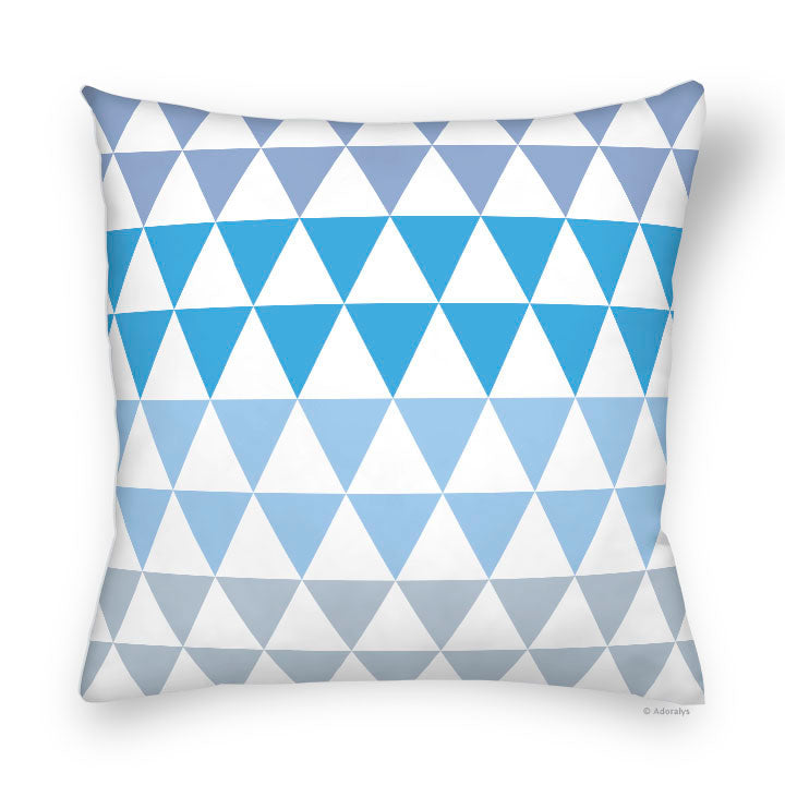 Housse de coussin | Motif petits triangles - Bleue