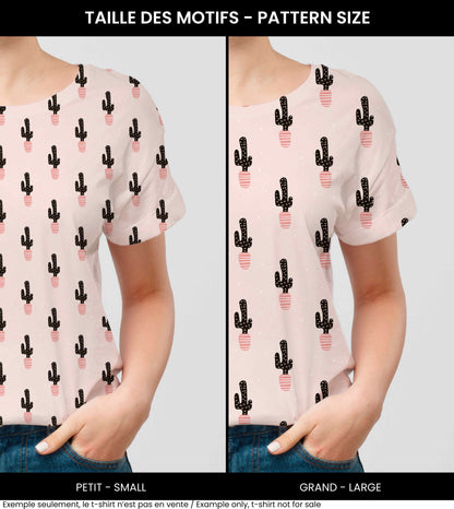 Fabrics | Black cacti on a pink background