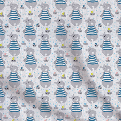 Fabrics | Hippopotamuses with textured background