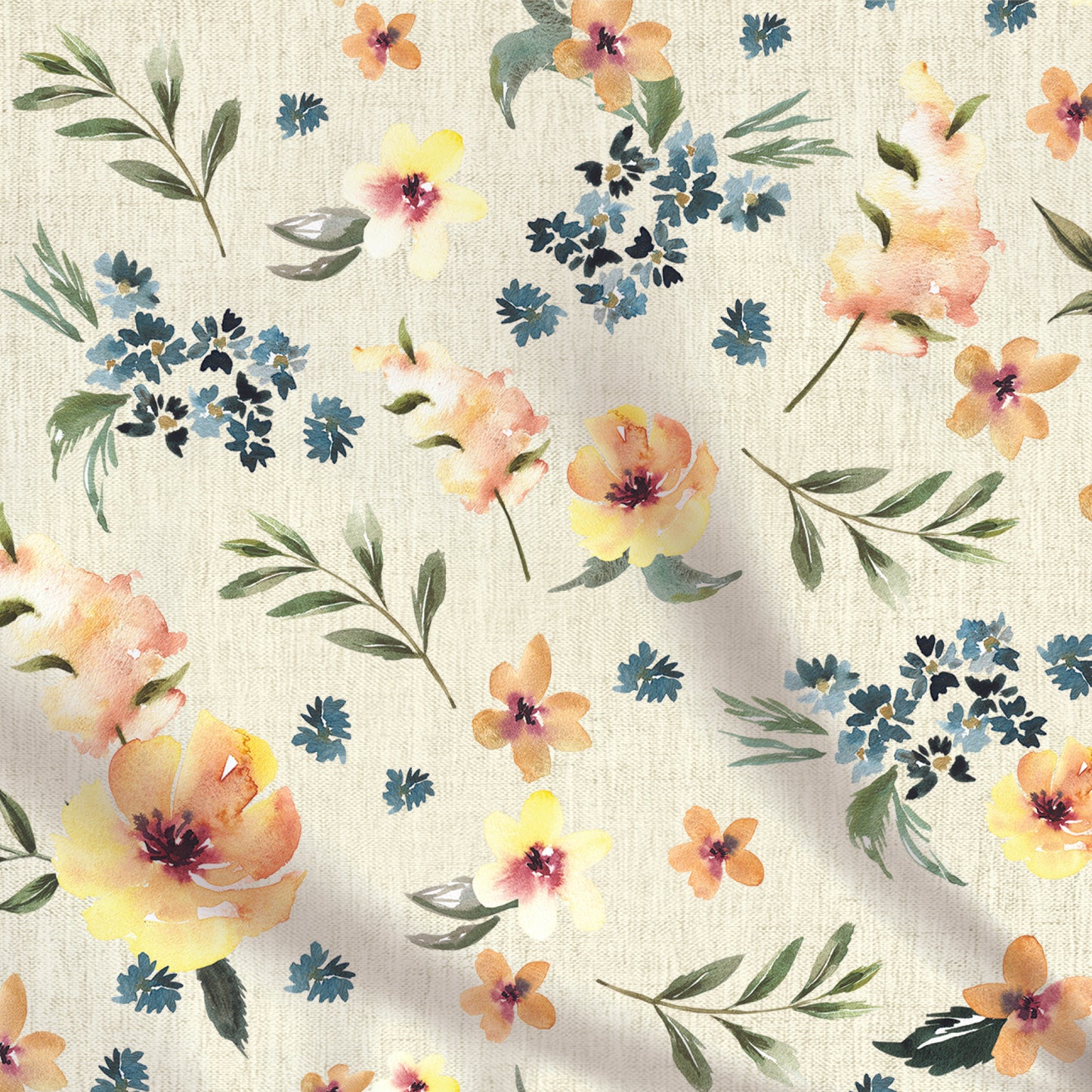 Tissus | Fleurs jaunes en aquarelle
