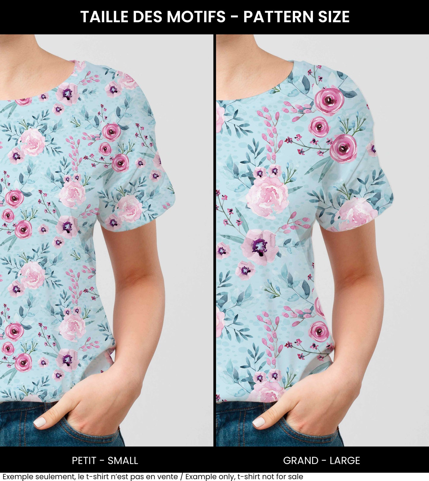 Tissus | Roses en aquarelle sur fond bleu