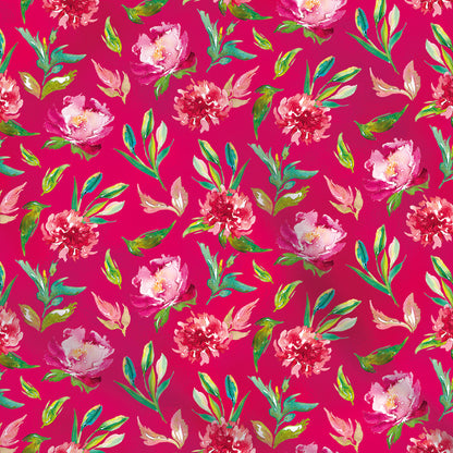 Fabrics | Watercolor flowers on magenta background