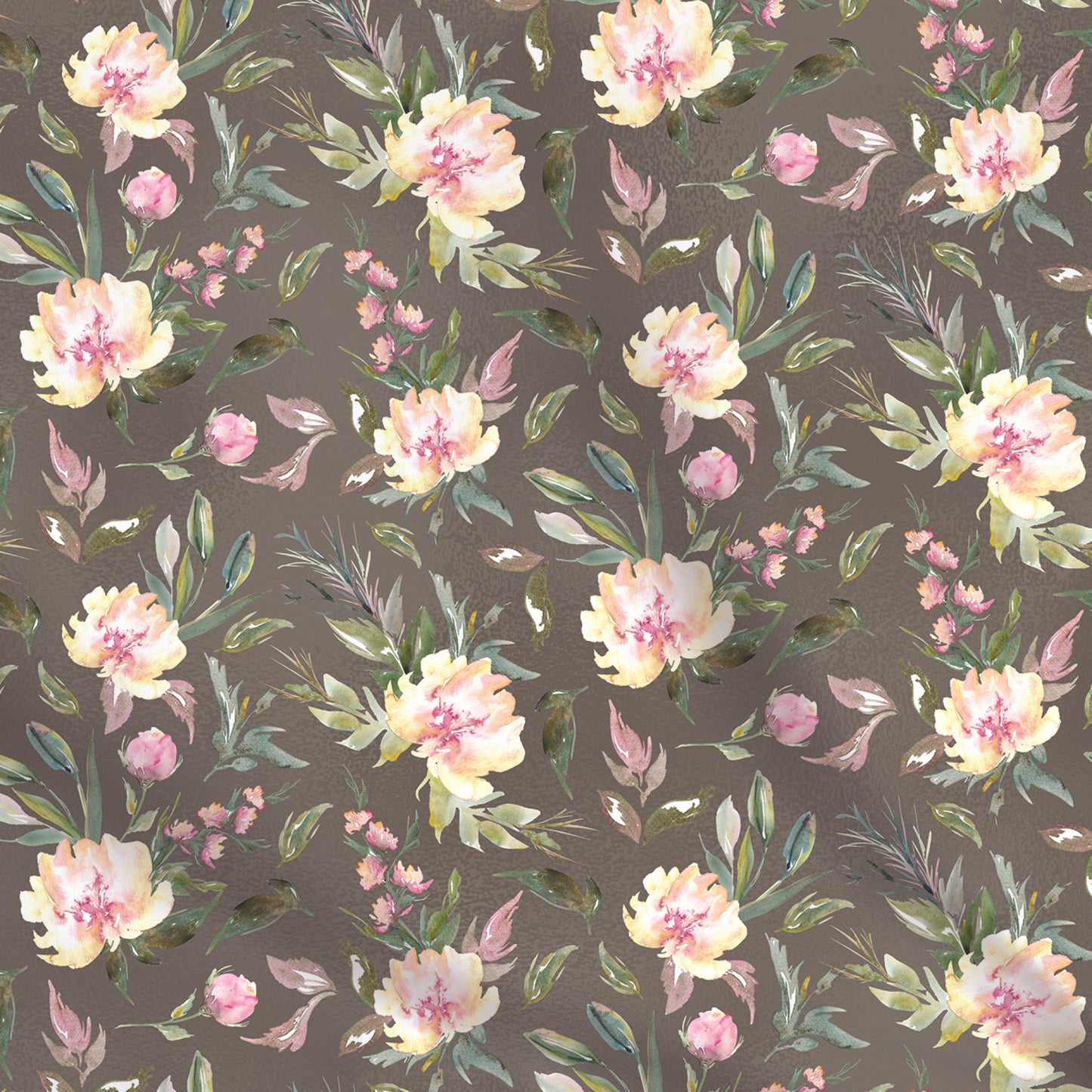 Fabrics | Watercolor flowers on khaki background