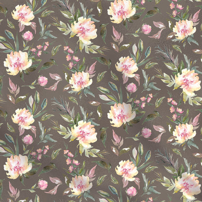 Fabrics | Watercolor flowers on khaki background