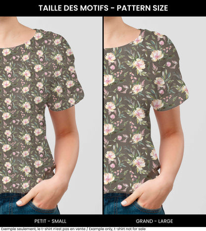 Fabrics | Watercolor flowers on khaki background