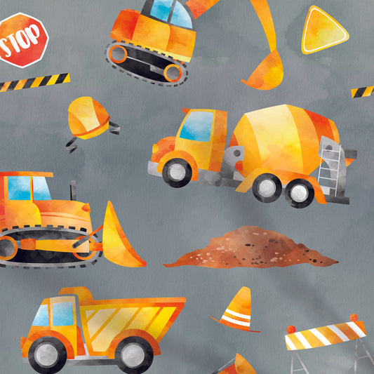 Tissus | Camions de construction - Gris