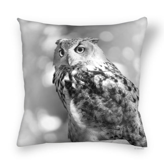 Cushion cover | Owl - Black and white