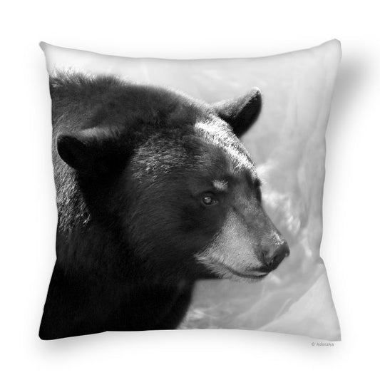 Cushion cover | Black bear - Black and white