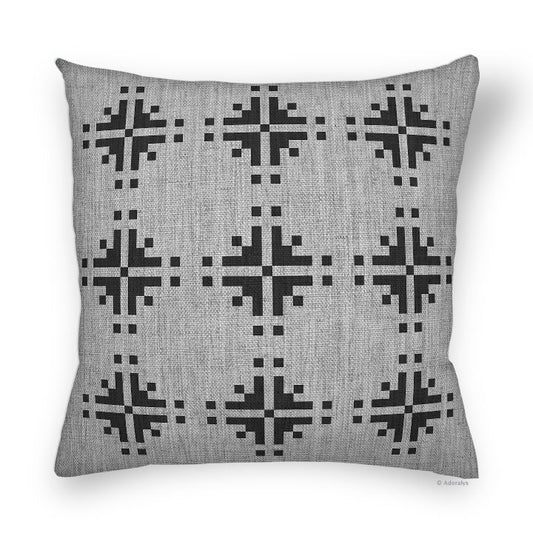Cushion cover | Pixelated snowflakes - Grey
