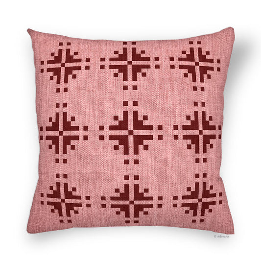 Cushion cover | Pixelated snowflakes - Red