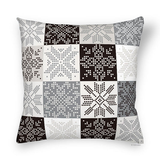 Cushion Cover | Quilted Snowflakes - Black and White