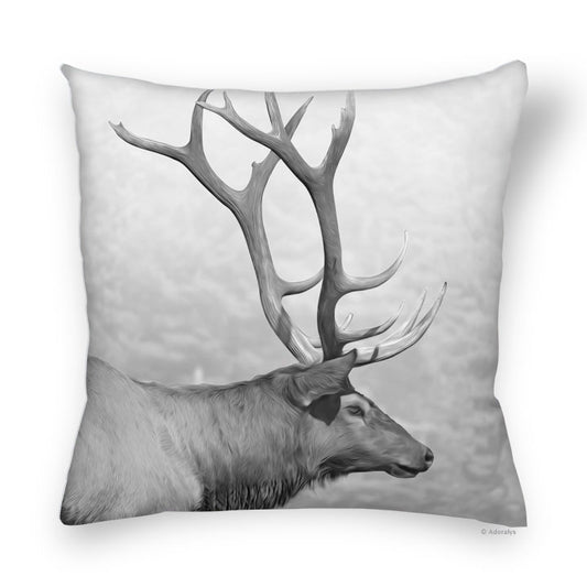 Cushion cover | Caribou in profile - Black and white