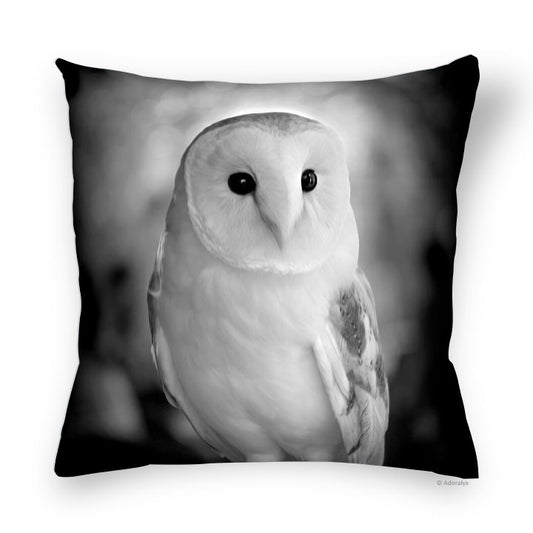 Cushion Cover | Perched White Owl 2 - Black and White