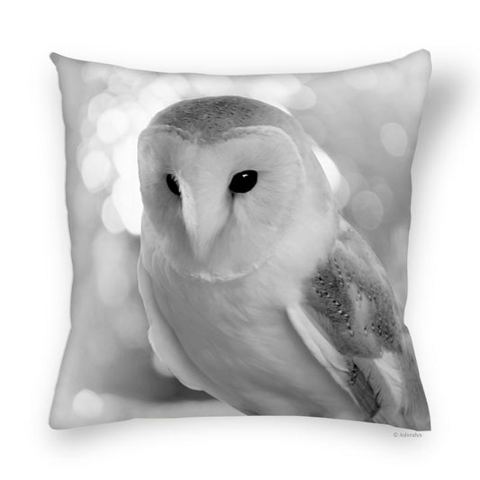 Cushion Cover | Perched White Owl - Black and White