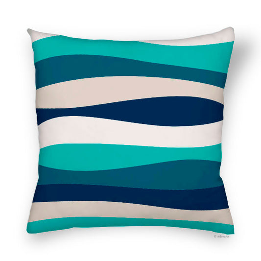 Cushion cover | Multiple waves - turquoise and blue