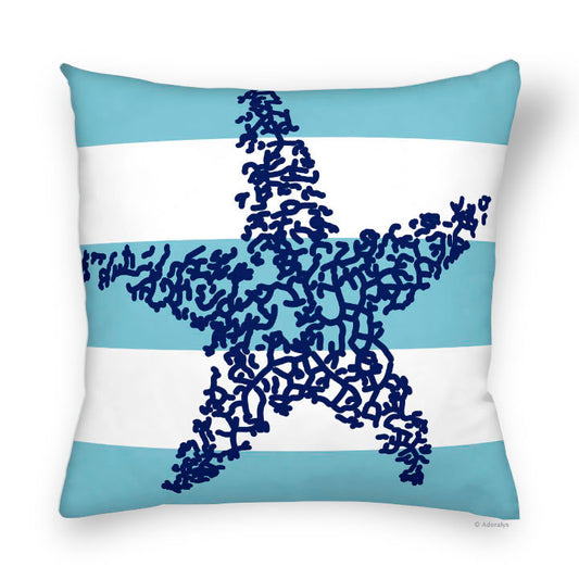 Cushion cover | Large starfish - Blue and turquoise