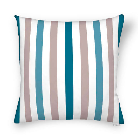 Housse de coussin | Lignes verticales - bleue et sable