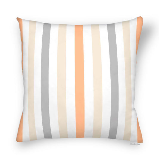 Housse de coussin | Lignes verticales - orangée et grise