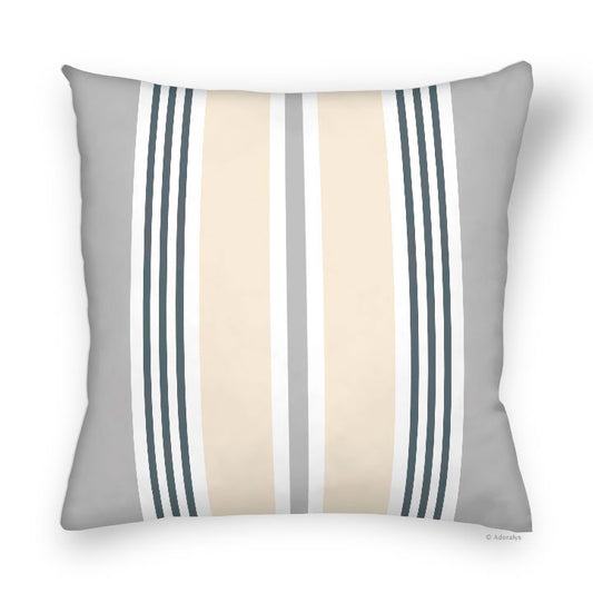 Housse de coussin | Lignes verticales variées - grise et beige