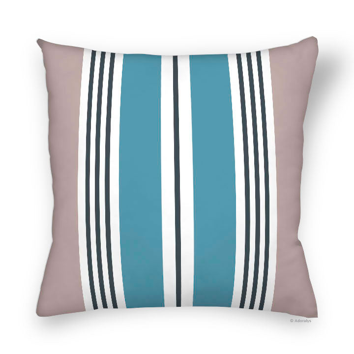 Housse de coussin | Lignes verticales variées - bleu et sable