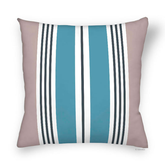 Housse de coussin | Lignes verticales variées - bleu et sable