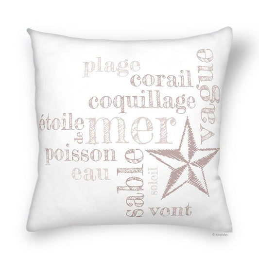 Housse de coussin | Mots de mer - sable