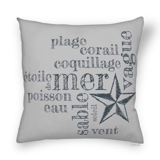 Housse de coussin | Mots de mer - grise