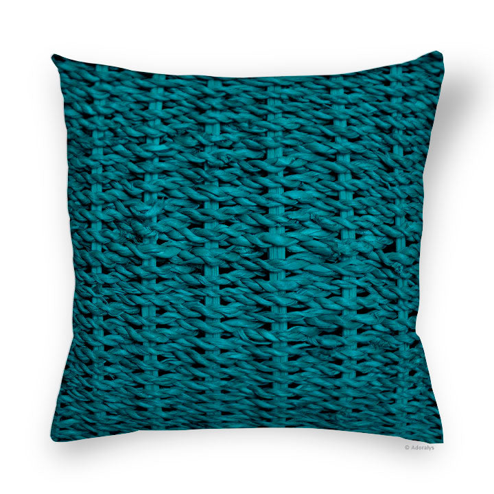 Cushion cover | Woven wicker basket - turquoise