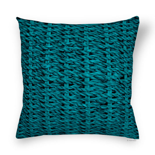 Cushion cover | Woven wicker basket - turquoise