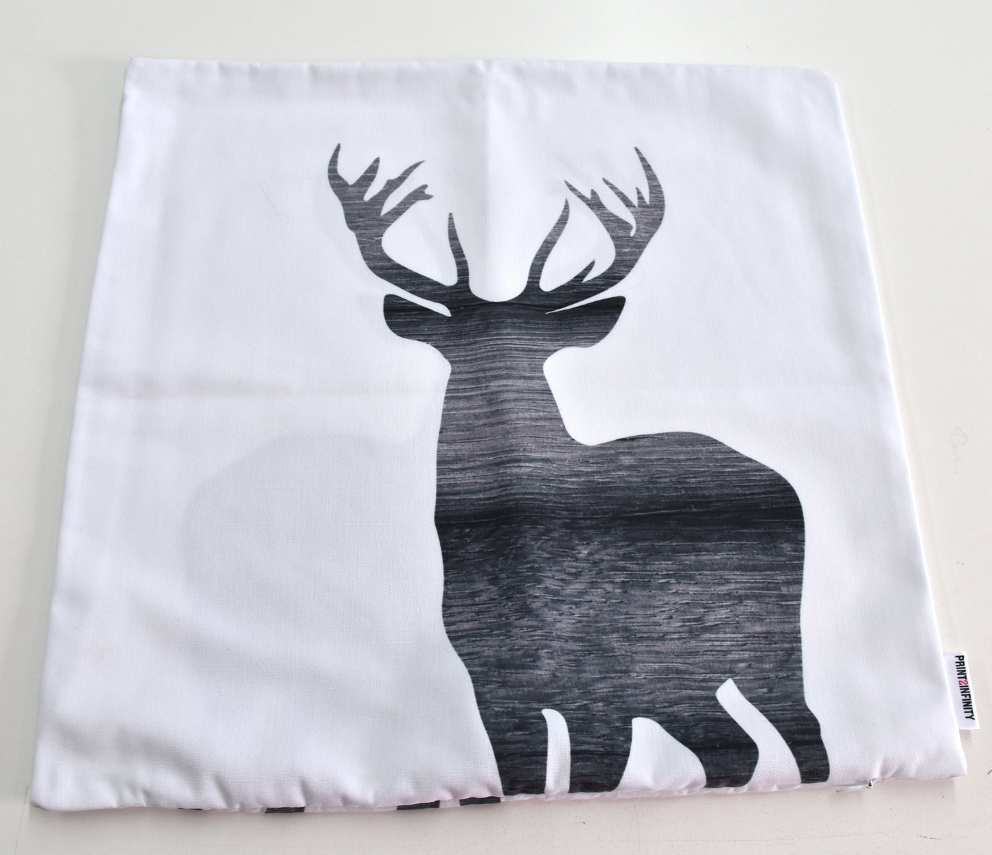 18x18 Cushion Cover - Canvas | Deer Silhouette 1 - Black and White
