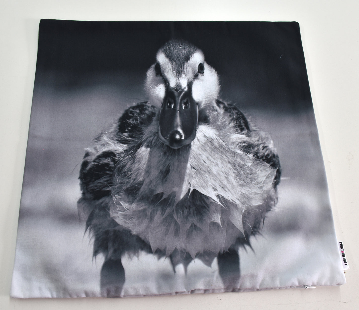 Cushion cover 18x18 - Canvas | Duck - Black and white