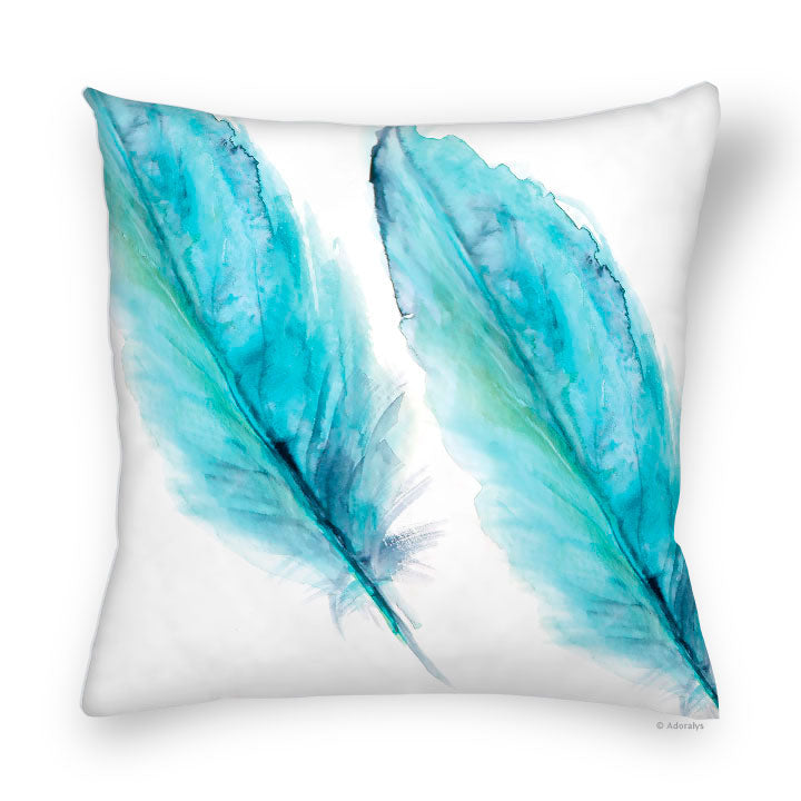 Housse de coussin | Duo de plume - Turquoise