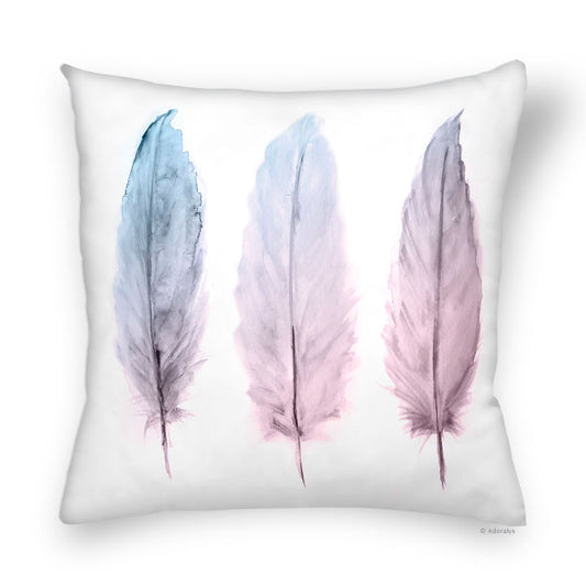 Cushion cover | Feather trio - Pink and blue