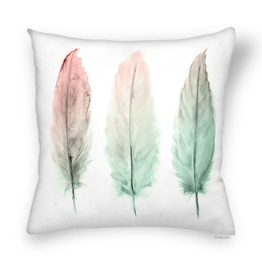 Cushion Cover | Feather Trio - Green and Peach