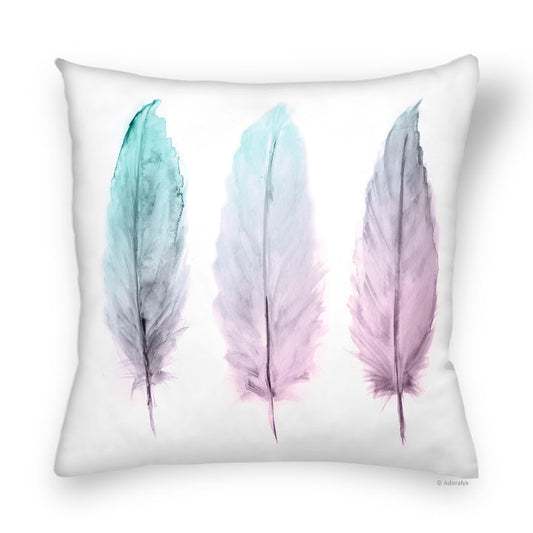 Cushion cover | Feather trio - Turquoise and pink