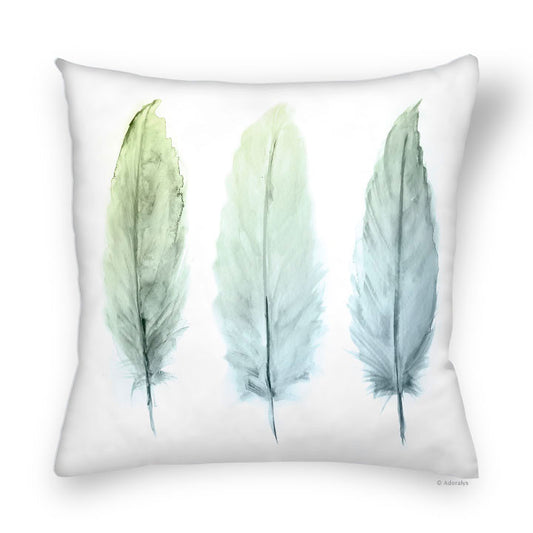 Cushion cover | Feather trio - Green and blue