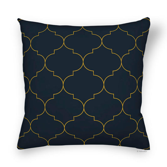 Housse de coussin | Motif marocain - Noire et jaune
