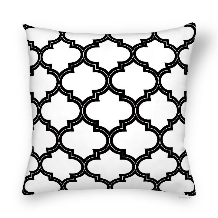 Housse de coussin | Motif marocain - Blanche et noire