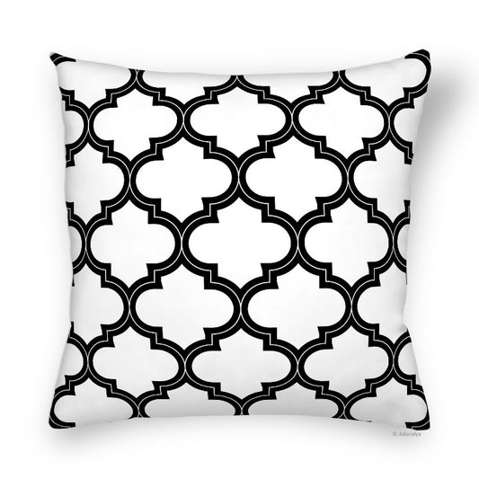Housse de coussin | Motif marocain - Blanche et noire