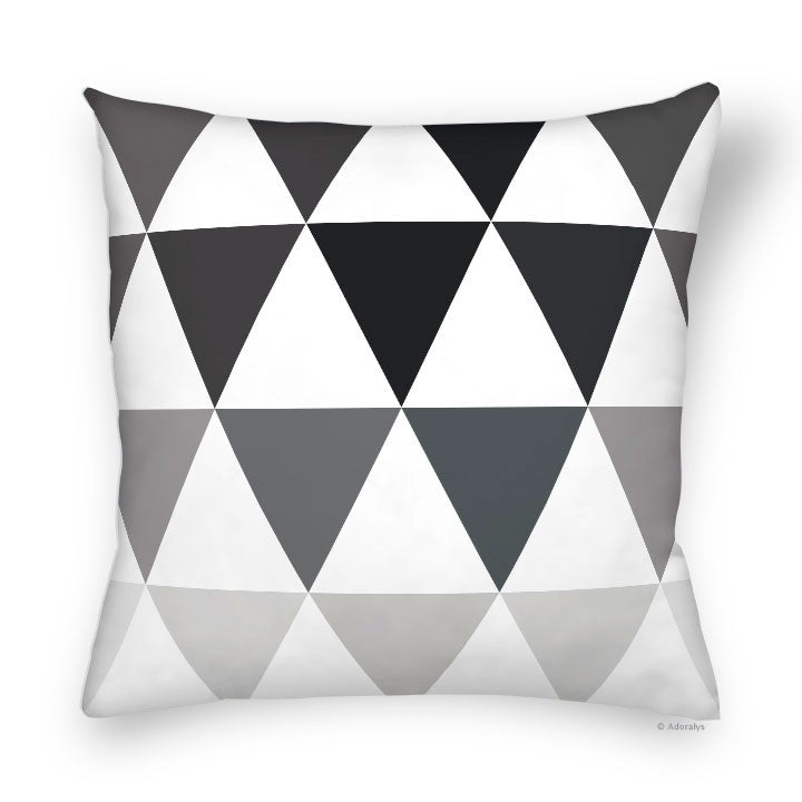 Housse de coussin | Motif grands triangles - Noire et blanche