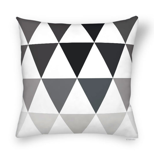 Housse de coussin | Motif grands triangles - Noire et blanche