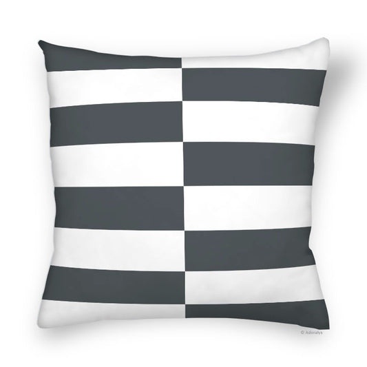 Cushion Cover | Rectangular Grid - White and Grey