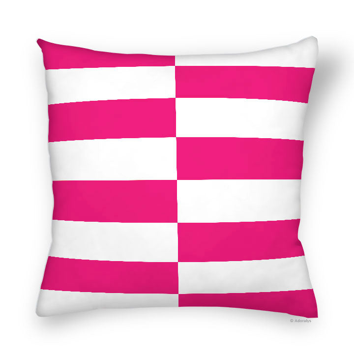 Cushion Cover | Rectangular Grid - White and Pink