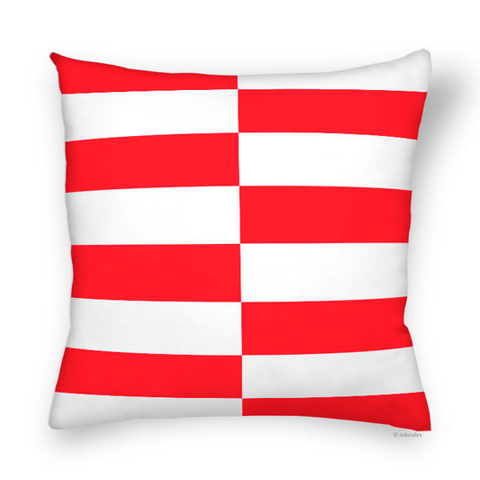 Cushion Cover | Rectangular Grid - White and Red